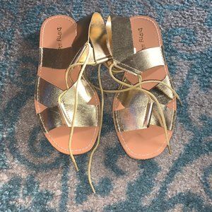 DIRTY LAUNDRY Flat Gladiator Lace Up Sandal - Gold